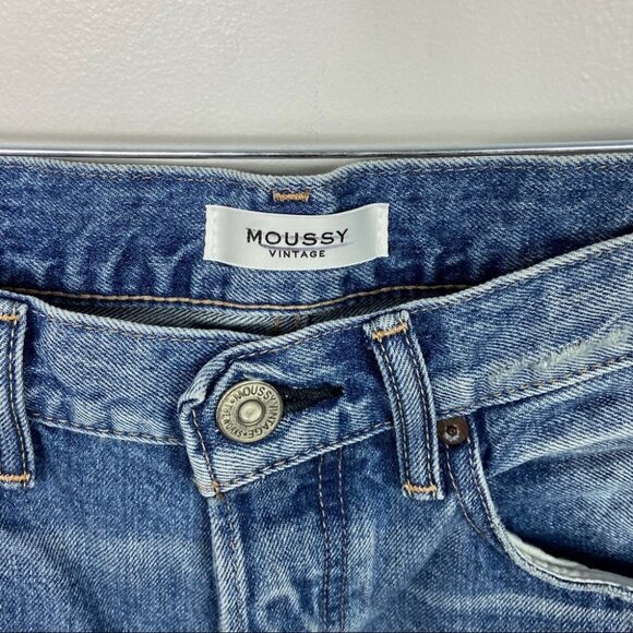NEW Moussy Vintage Japanese Denim Distressed Straight Blue‎ Jeans Size 26 Button - Picture 14 of 16